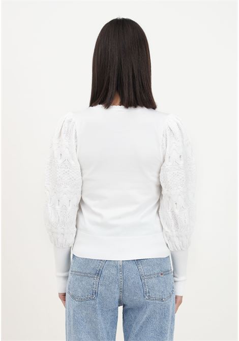 White shirt with decorated puff sleeves for women ONLY | 15235327Cloud Dancer